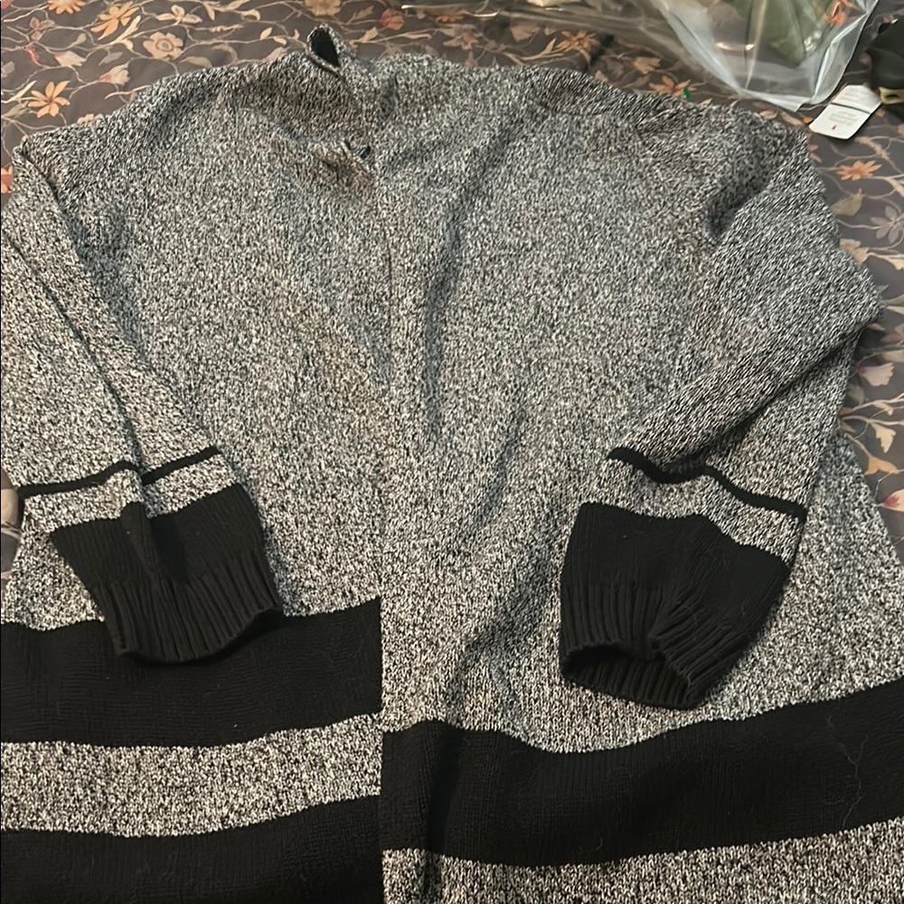 Gray and Black Knit Cardigan